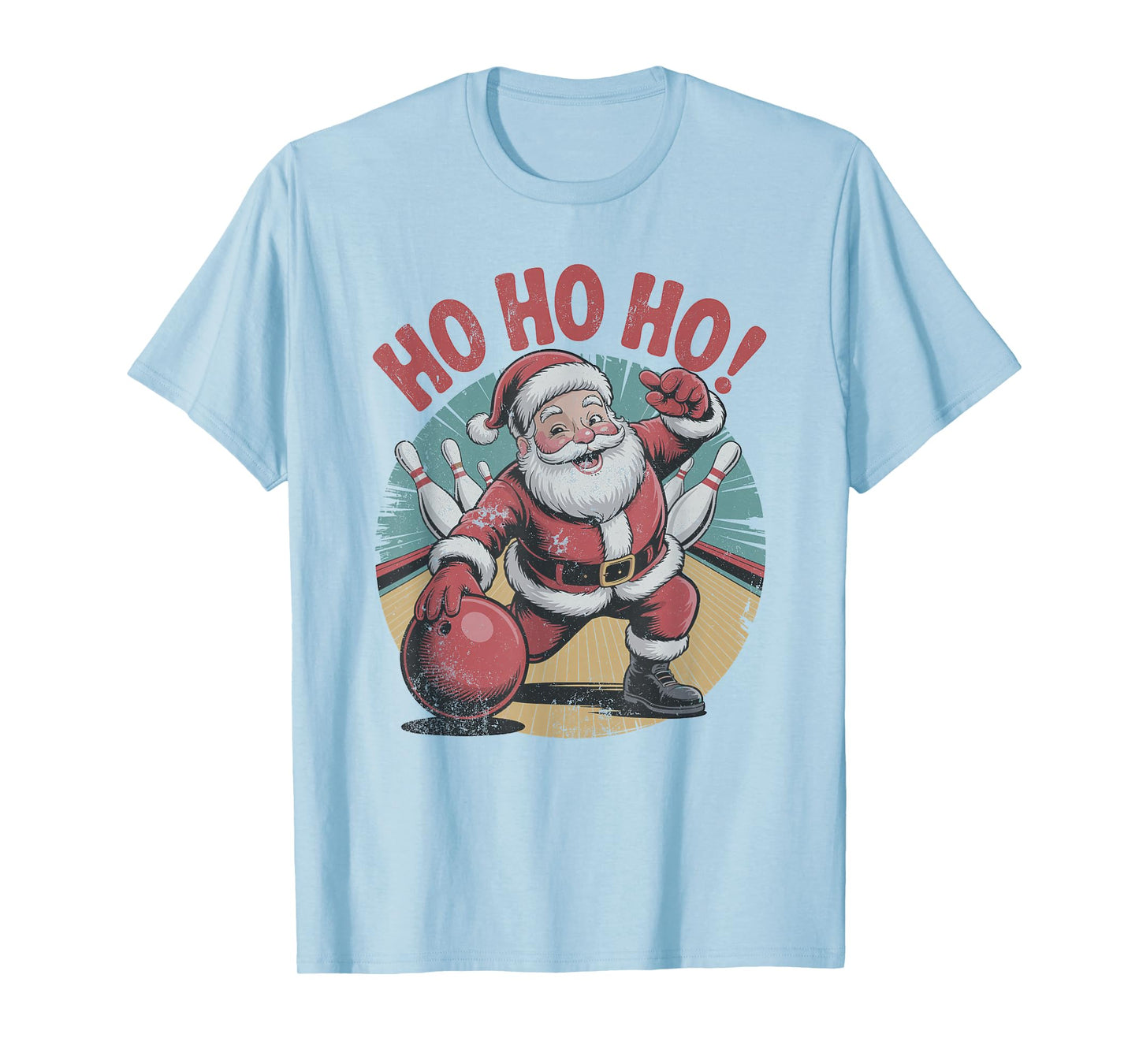 Vintage Santa Playing Bowling Retro Christmas Holiday Sports T-Shirt