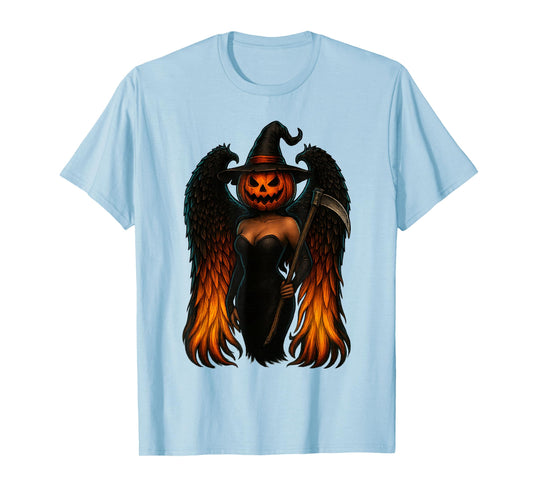 DarkFiery Halloween Angel Wings Gothic Pumpkin Witch Flaming T-Shirt