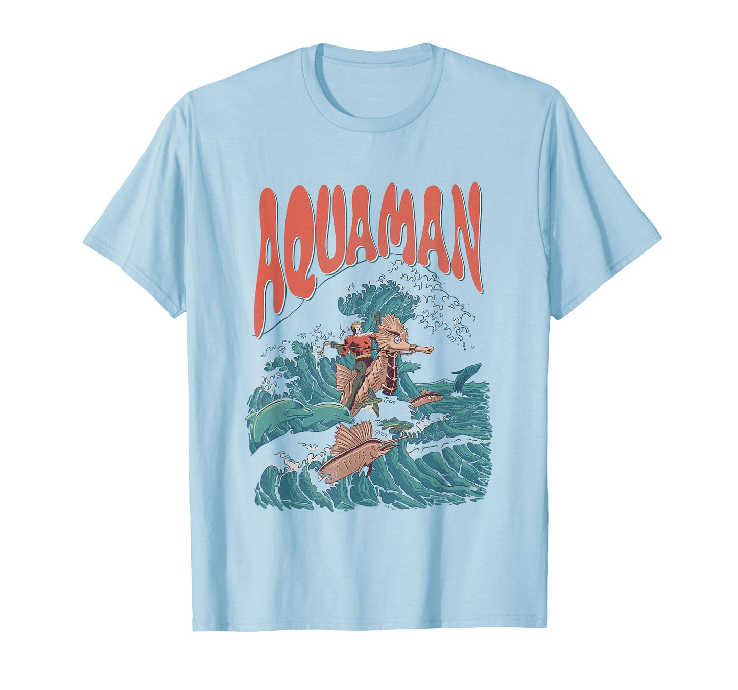 DC Comics Aquaman Kanagawa Wave Vintage Superhero T-Shirt