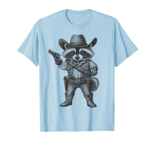 Raccoon Cowboy Hat Funny Western Cute Raccoon Lover Vintage T-Shirt
