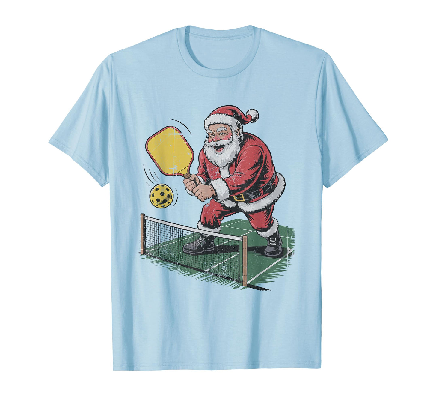 Santa Playing Pickleball Christmas Holiday Retro Vintage 90s T-Shirt