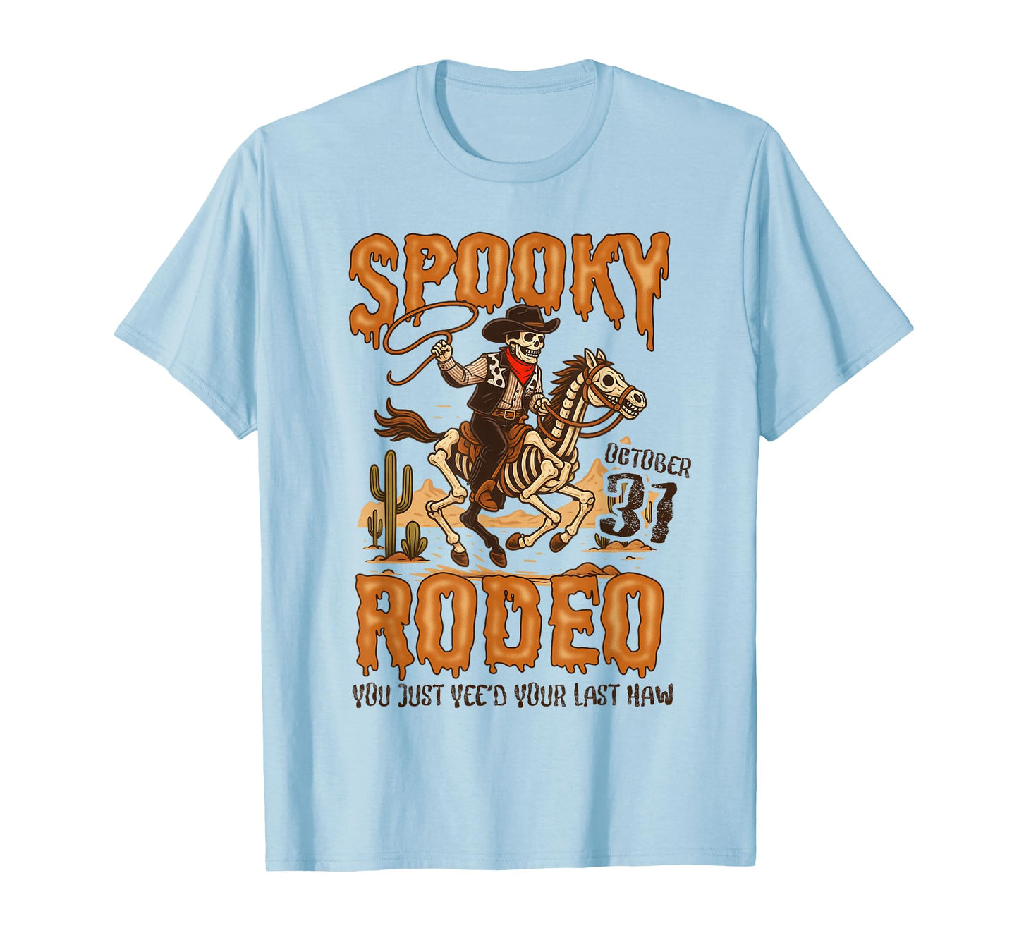 Halloween Vibes Spooky Wild West Skeleton Cowboys Western T-Shirt