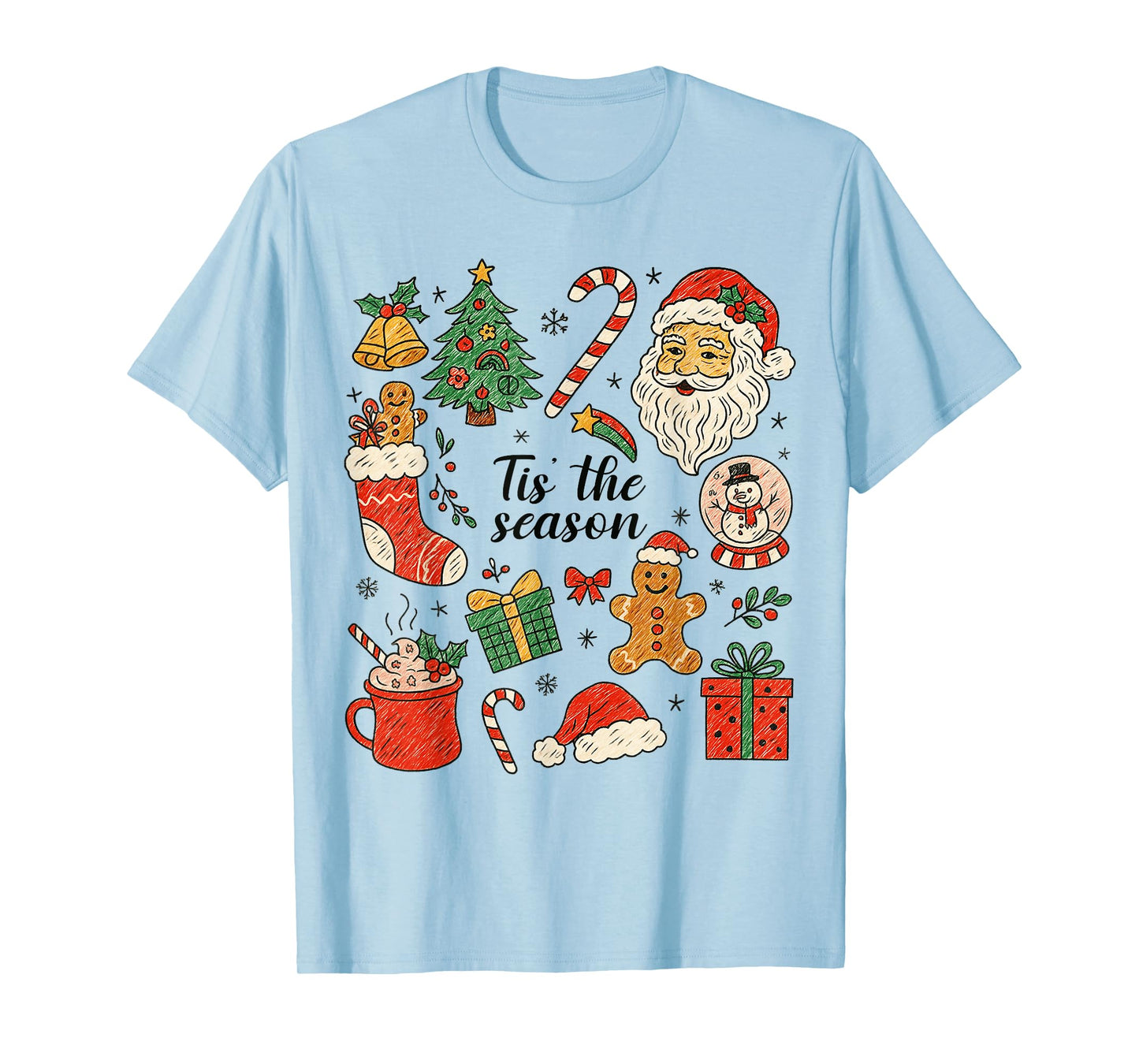 Tis' The Season Santa Christmas Tree Xmas Matching Family T-Shirt