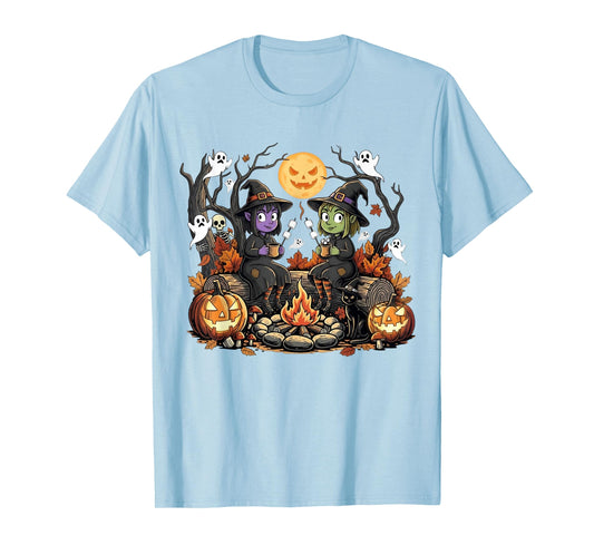 Cute Witches Campfire Gothic Halloween Ghost Pumpkin Spooky T-Shirt