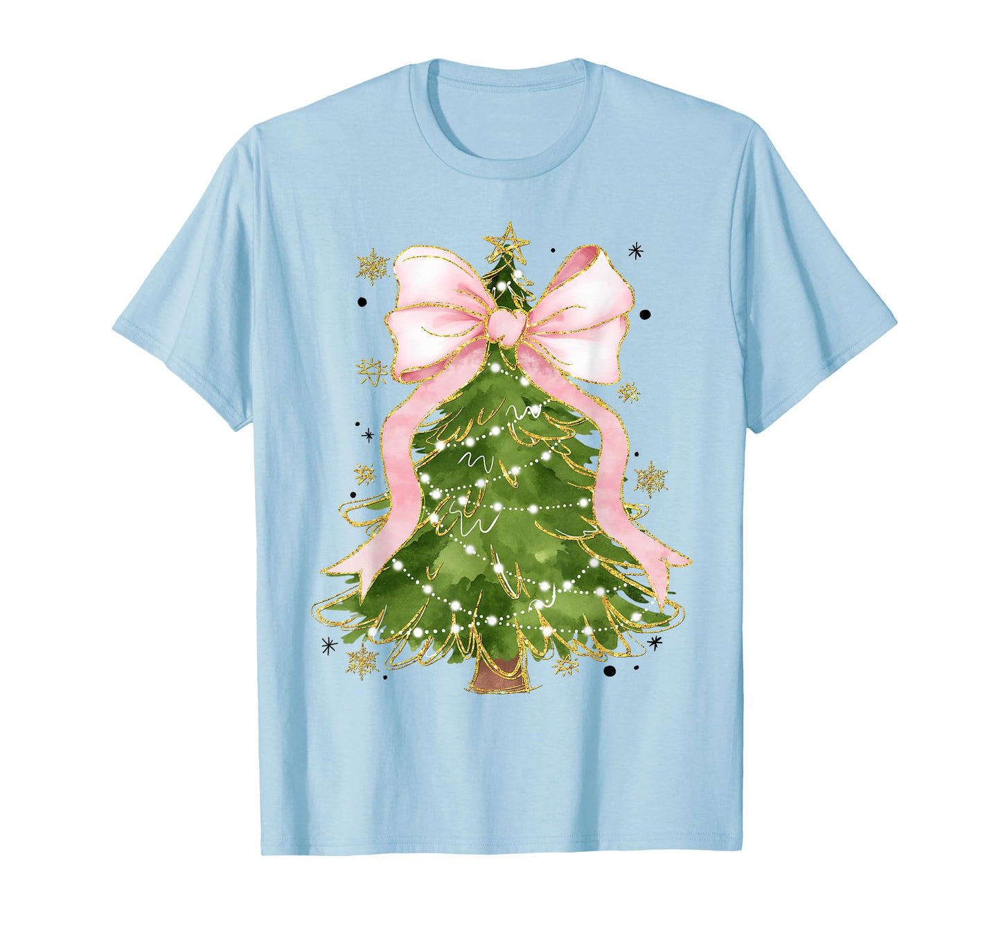 Coquette Bow Christmas Tree Xmas Holiday Girly Outfit Women T-Shirt