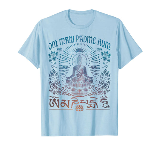 Om Mani Padme Hum Lotus Flower Sun Buddhist Compassion T-Shirt