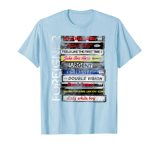 Foreigner Classic Hits Cassette Boxes Stacked Distressed T-Shirt