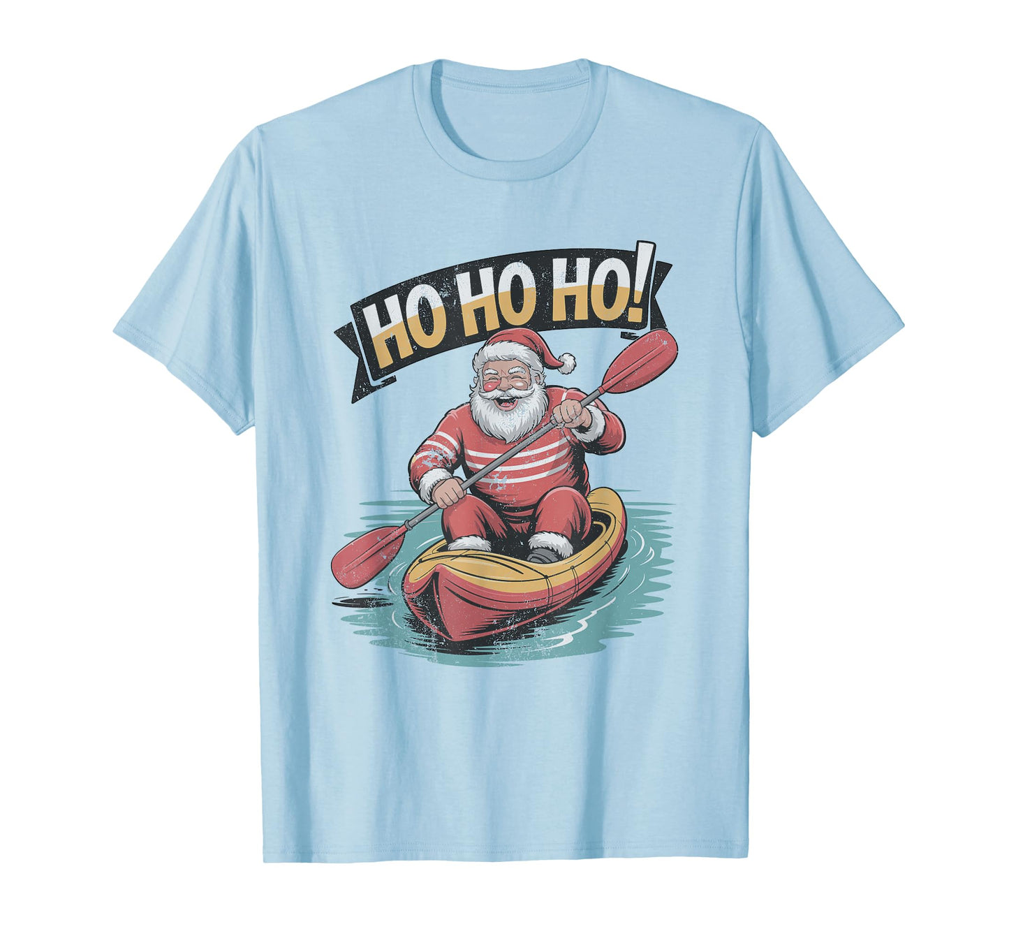 Vintage Santa Kayaking Retro 90s Christmas Holiday Sports T-Shirt