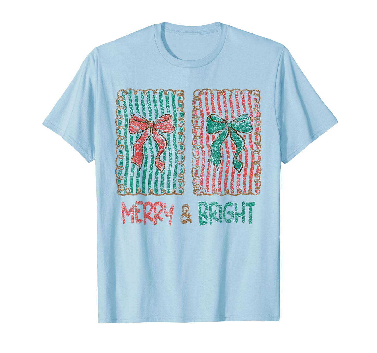 Merry & Bright Coquette Bow Christmas Xmas Pajamas Holiday T-Shirt