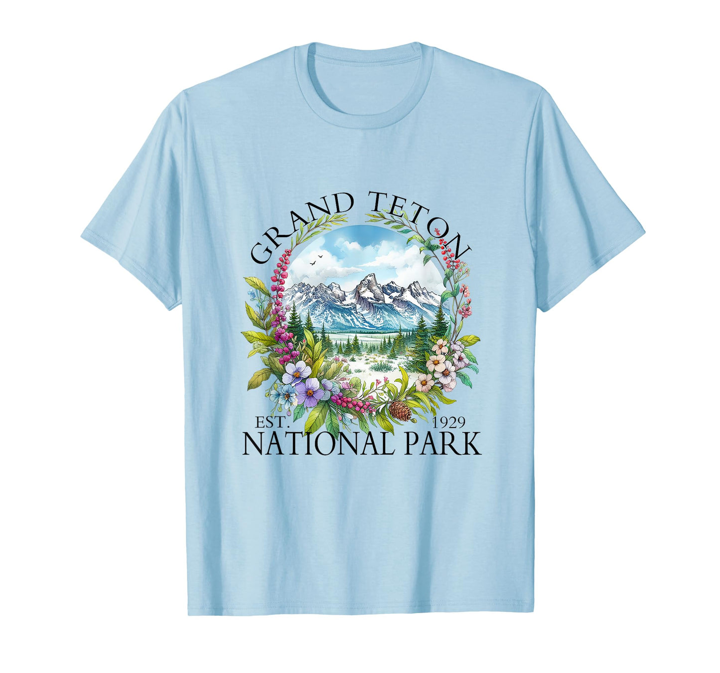Floral Grand Teton National Park Hiking Camping Outdoor T-Shirt