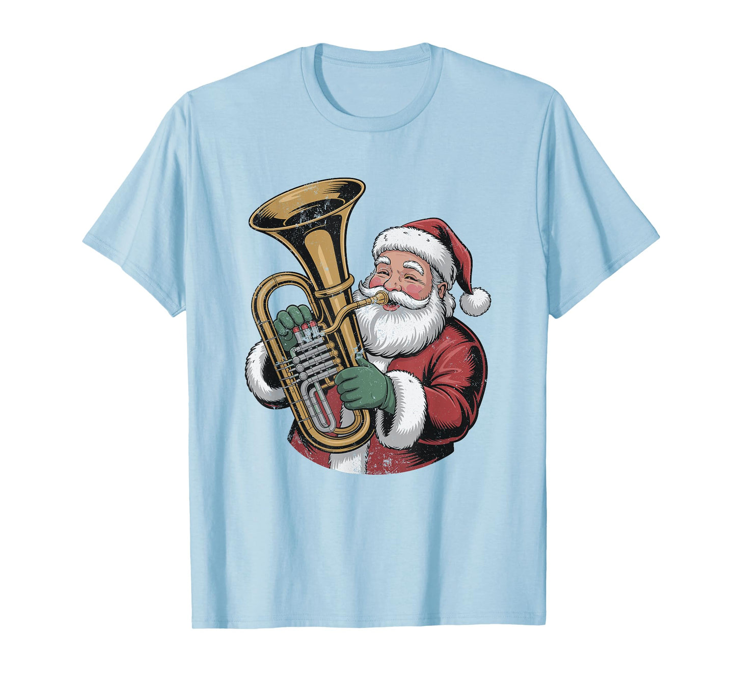 Vintage Santa Playing Tuba Retro 90s Chrismas Holiday T-Shirt