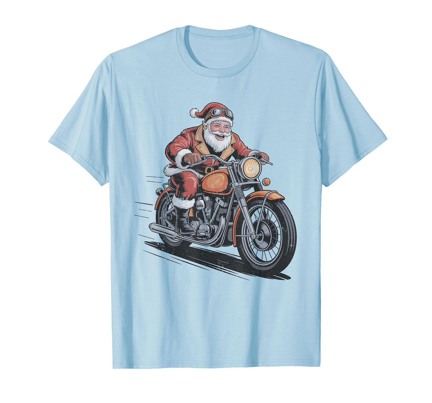 Santa Riding Motorcycle Christmas Holiday Vintage 90s T-Shirt