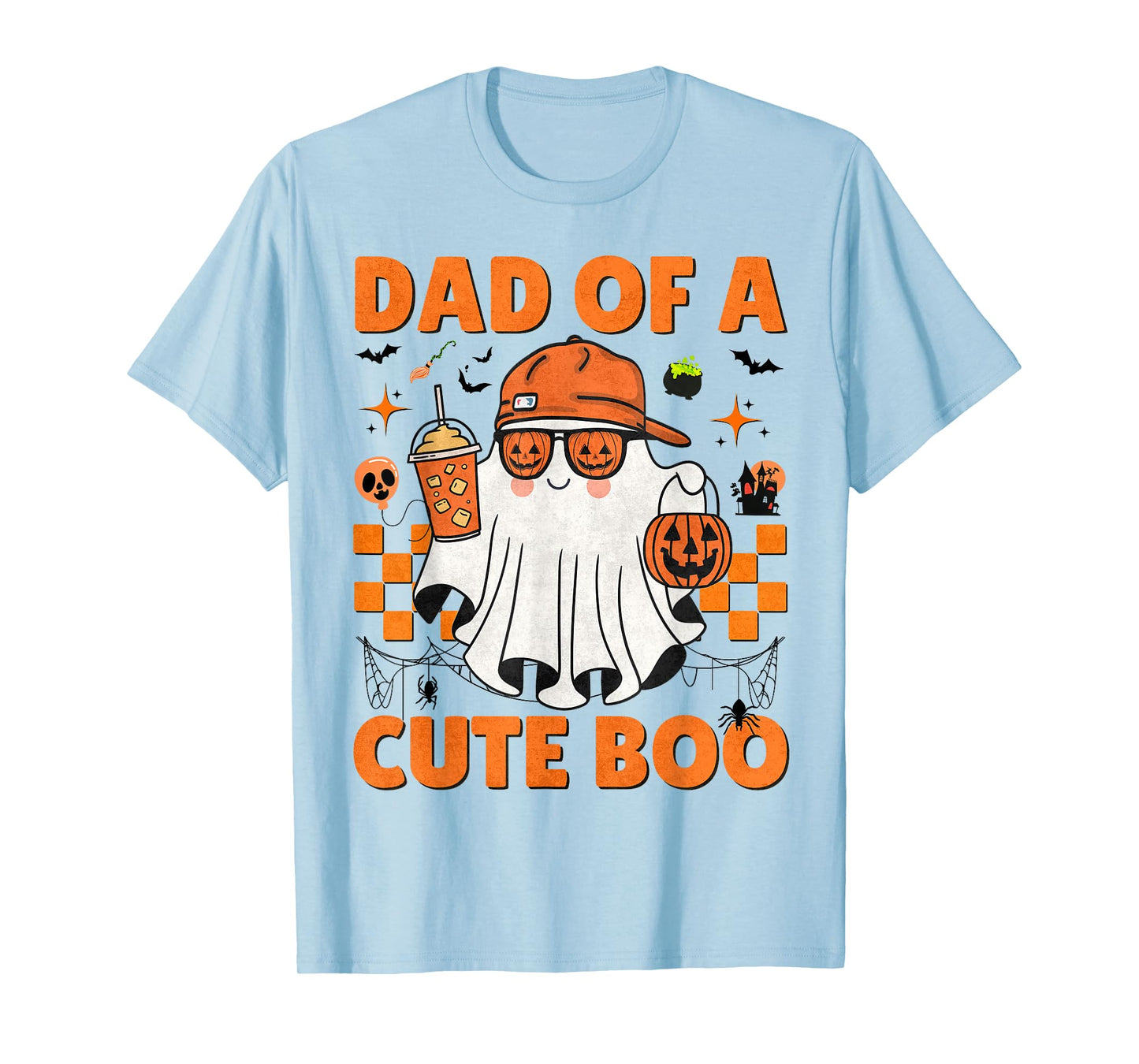 Funny Dad Halloween Boo Ghost Pumpkin Glasses Coffee Men T-Shirt