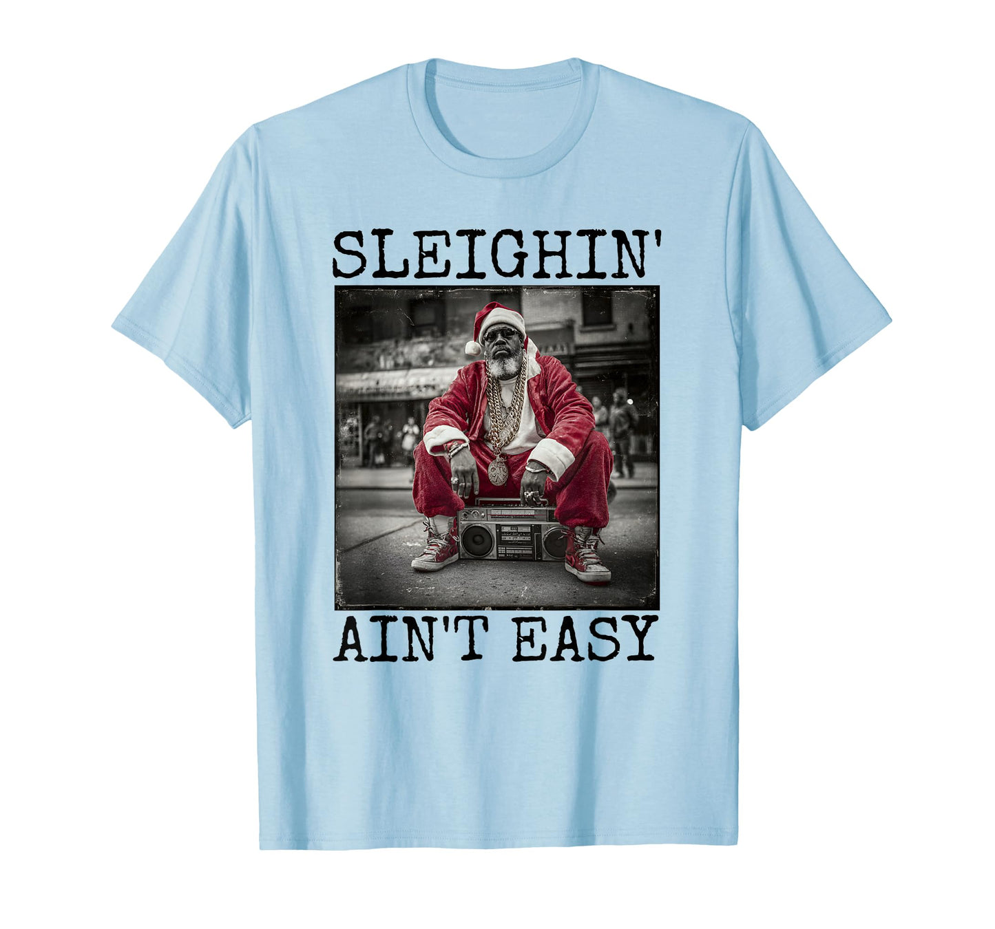 Black B-boy Santa Claus Hip Hop Christmas T-Shirt