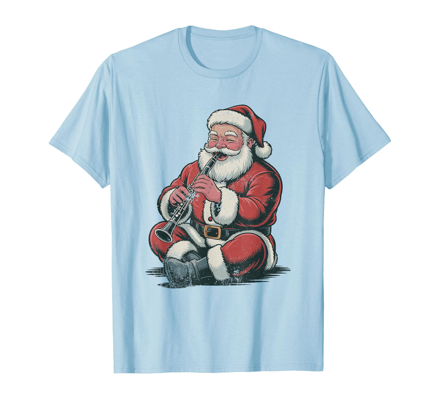 Santa Playing Clarinet Retro Vintage 90s Chrismas Holiday T-Shirt