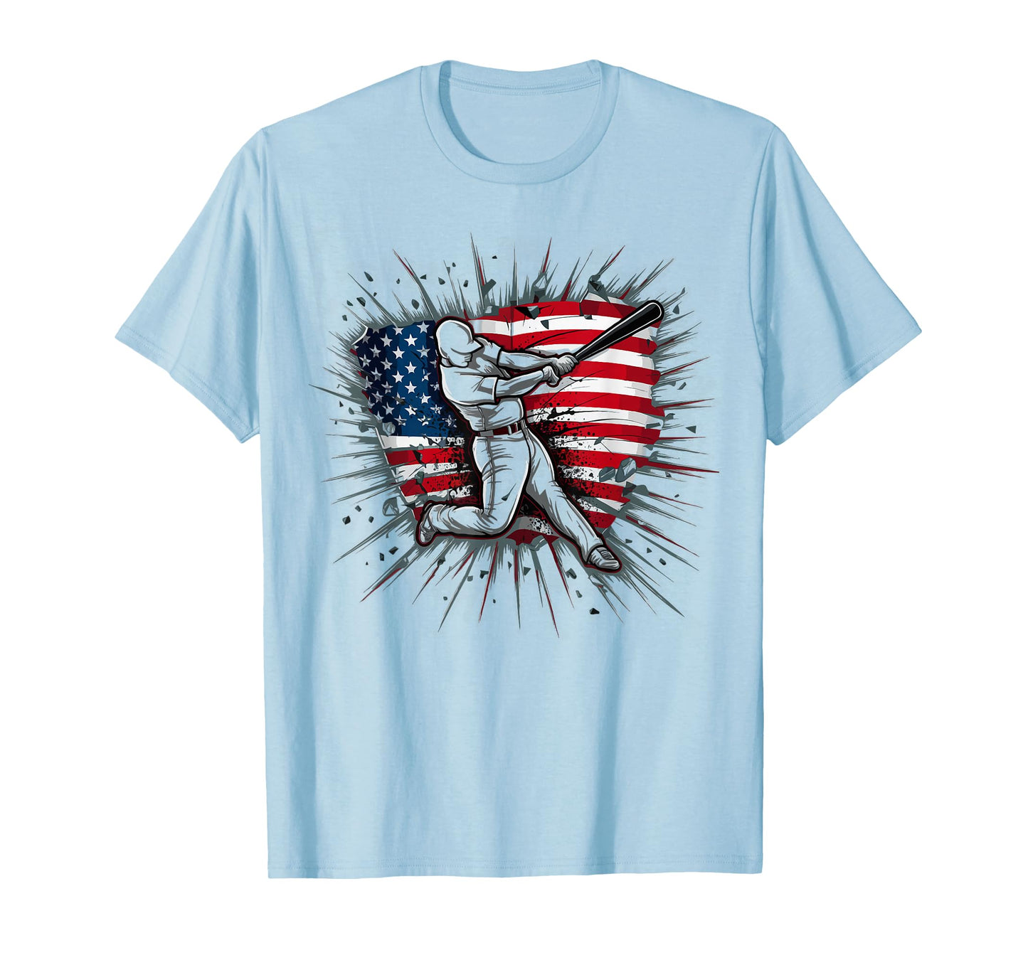 Patriotic Baseball 4th Of July US American Flag Boys Vintage T-Shirt