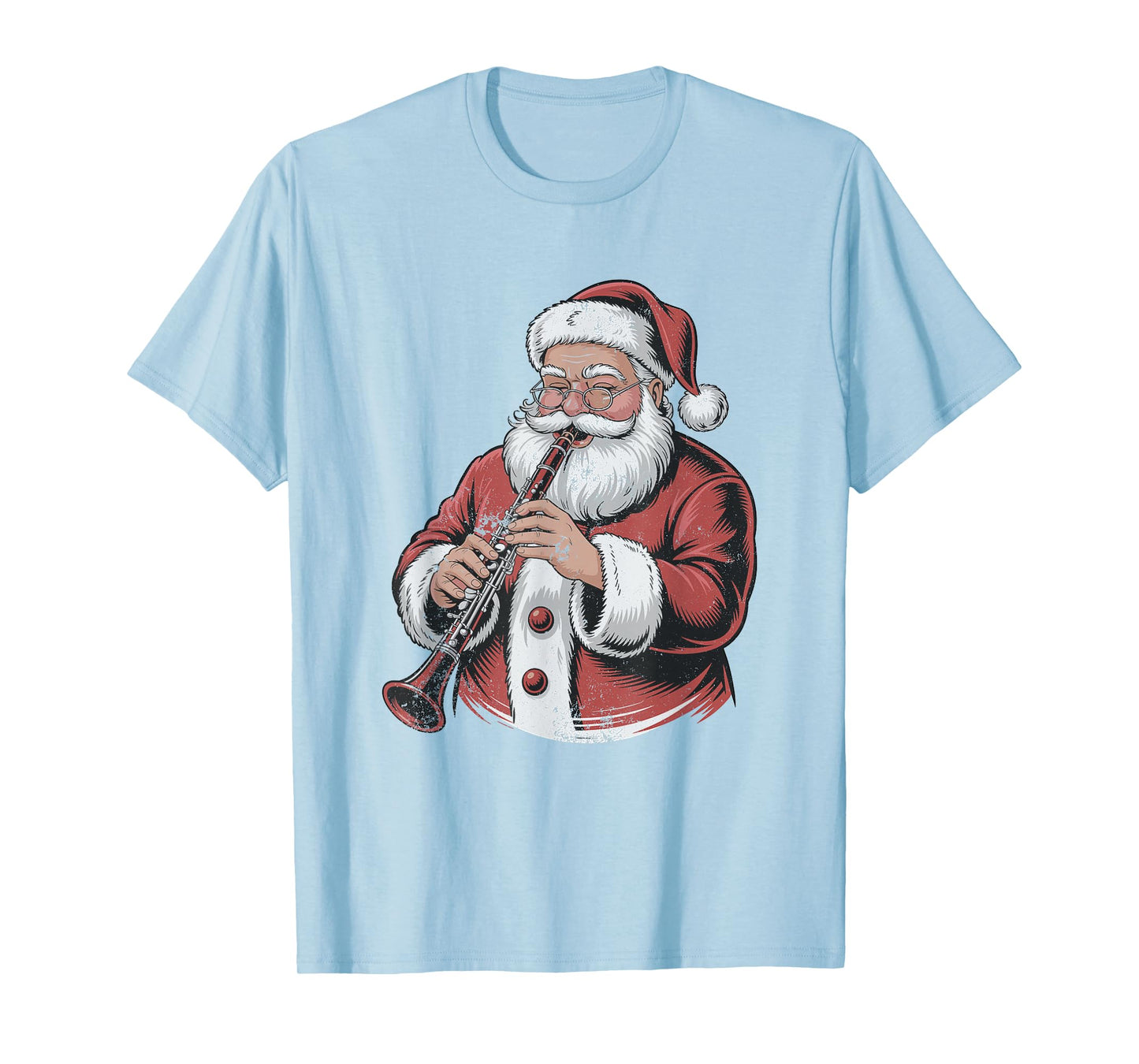 Vintage Santa Playing Clarinet Retro 90s Chrismas Holiday T-Shirt