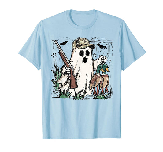 Duck Hunting Ghost Retro Camouflage Funny Halloween Hunter T-Shirt