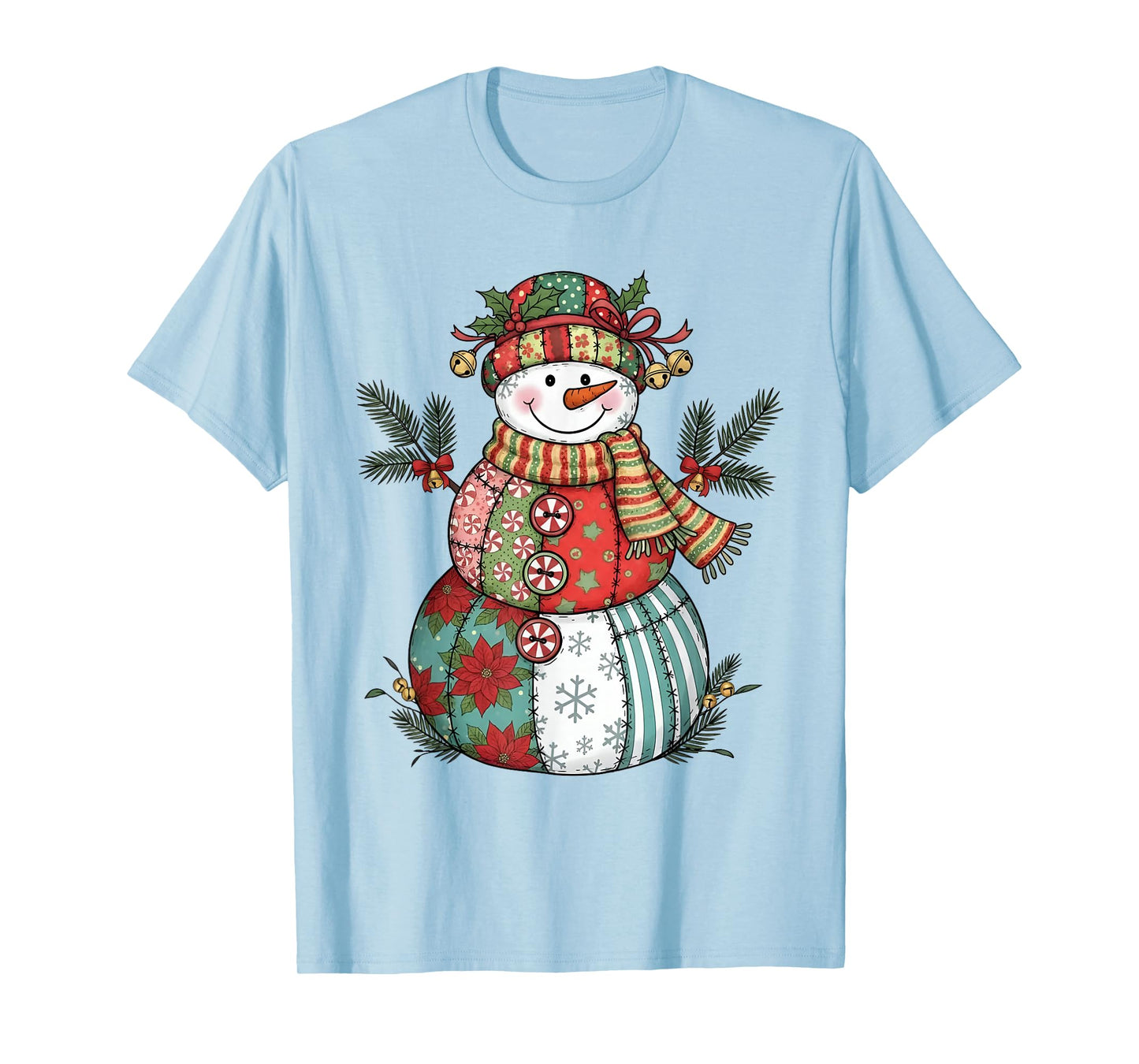 Patchwork Snowman Retro Funny Christmas Xmas Snowman Holiday T-Shirt