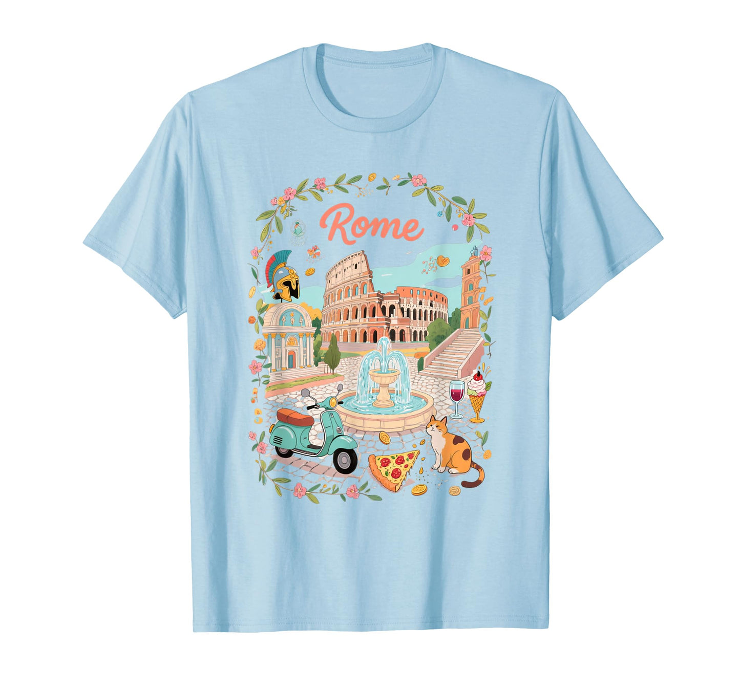 Rome Italy Colosseum Art Vintage Travel Souvenir T-Shirt