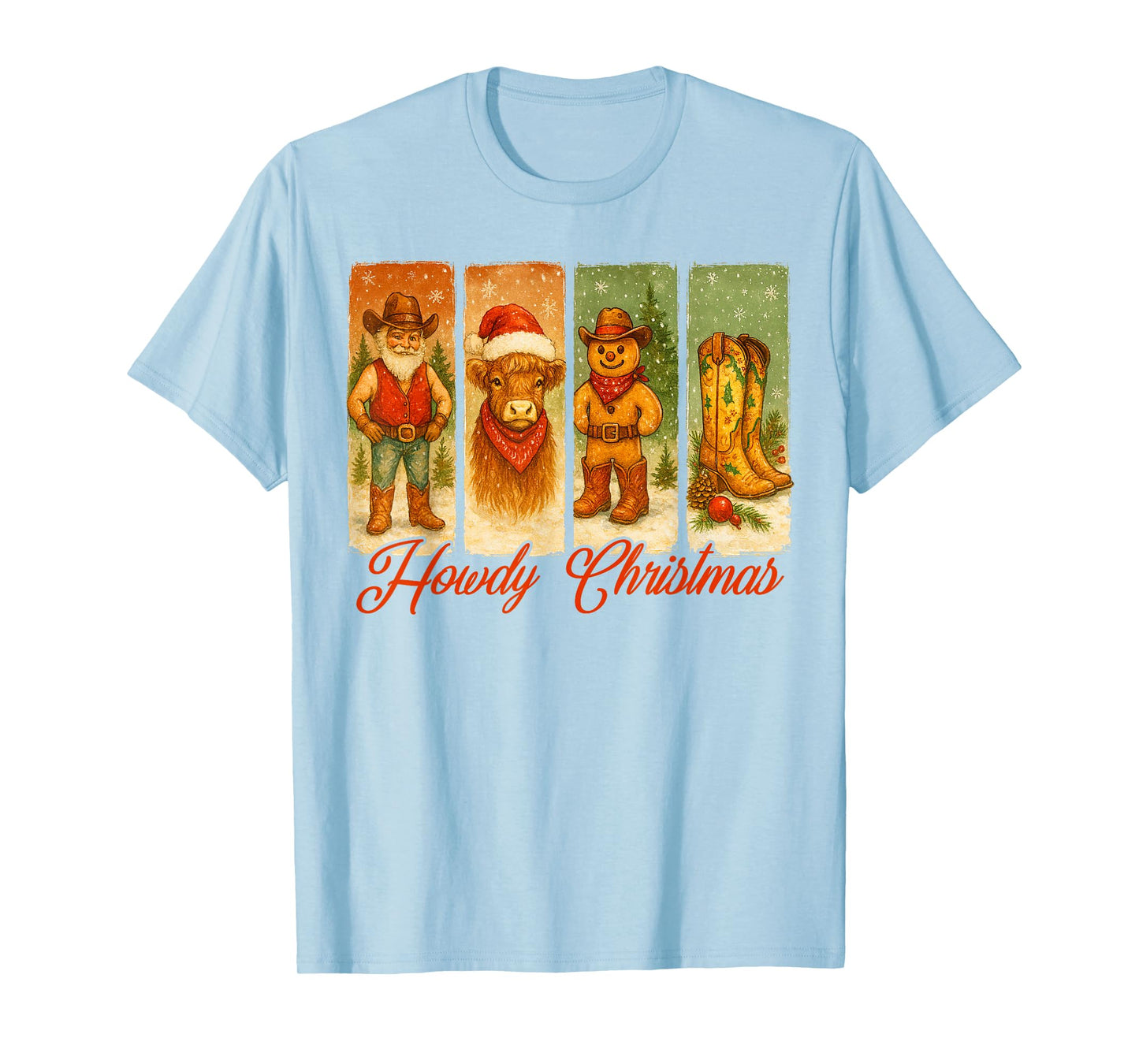 Howdy Christmas Xmas Vibes Wild West Cowboys Santa Rodeo T-Shirt