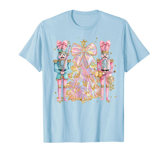 Coquette Christmas Tree Pink Nutcrackers Women Kids Girls T-Shirt