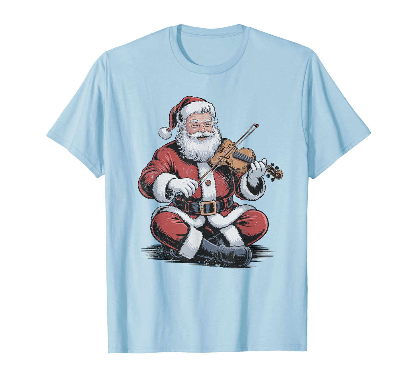 Vintage Santa Playing Violin Retro 90s Chrismas Holiday T-Shirt