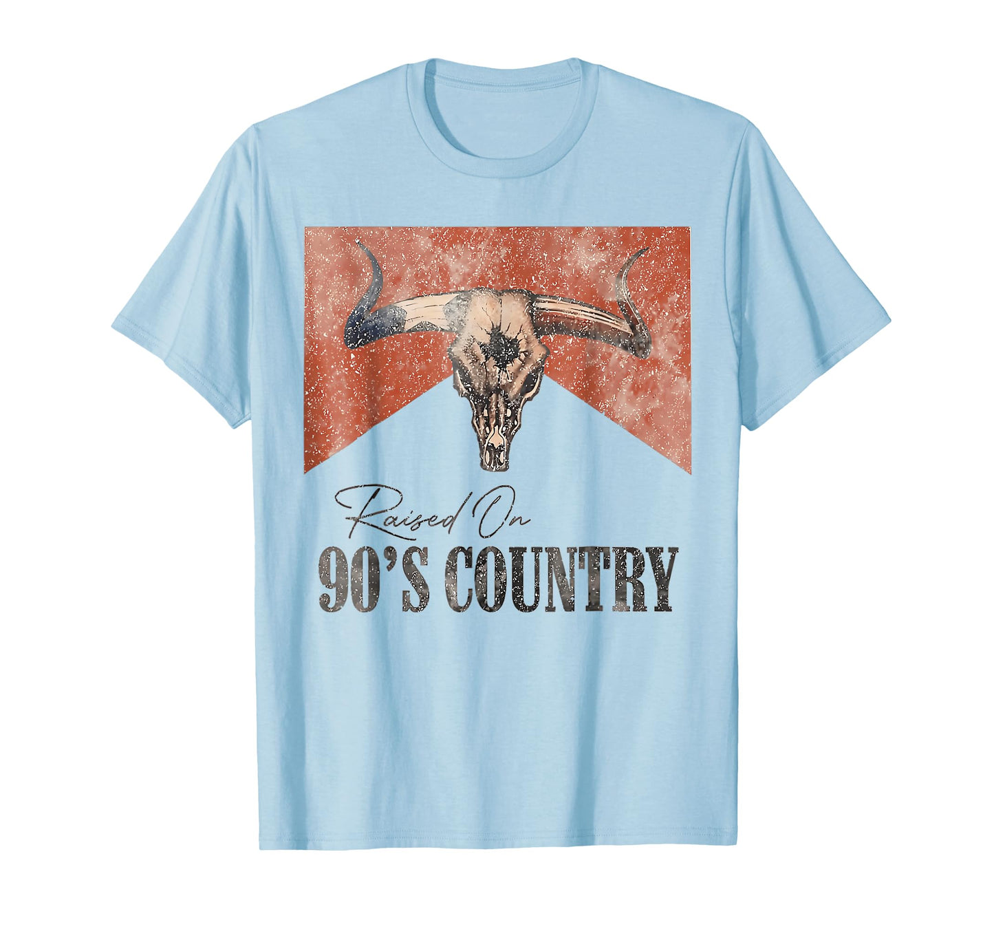 Vintage Western Bull Skull Raised On 90's Country Music T-Shirt