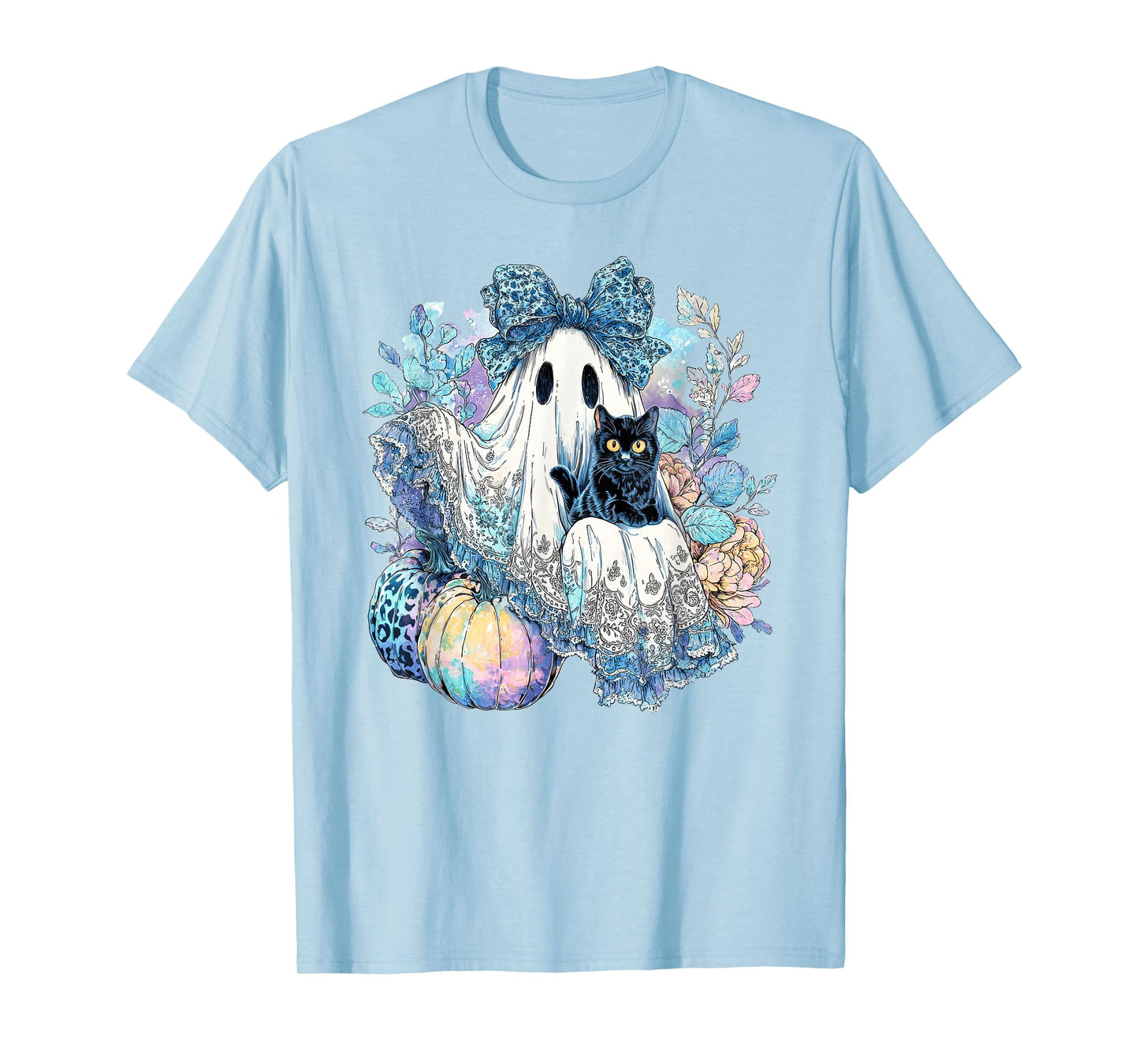 Pastel Halloween Lace Ghost Coquette Bow Leopard Spooky T-Shirt