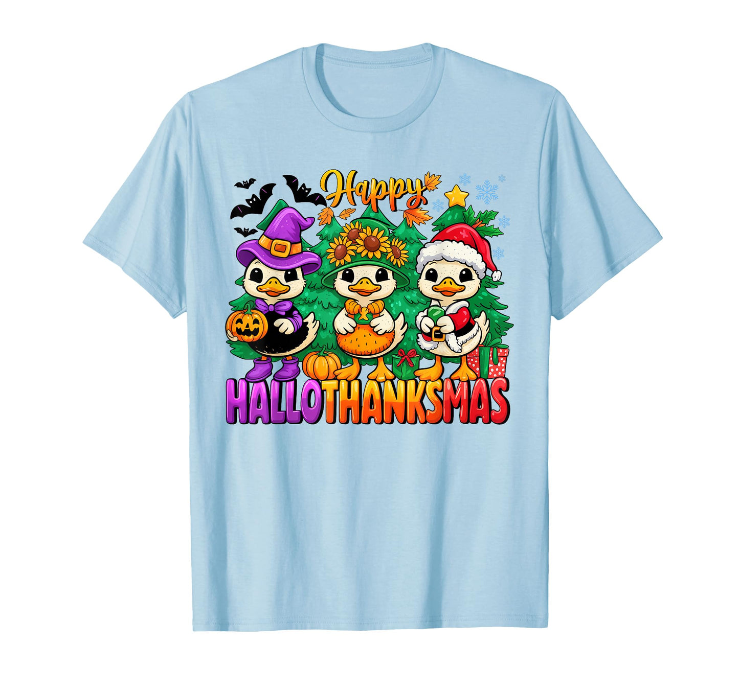 Gooses Halloween Thanksgiving Christmas Happy HalloThanksMas T-Shirt