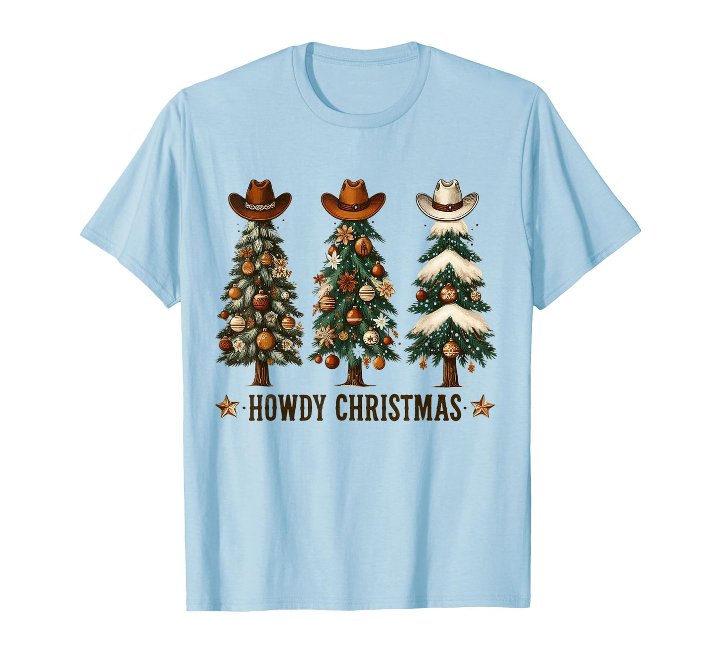 Howdy Christmas Xmas Tree Cowboy Western Coquette Bow Pajama T-Shirt