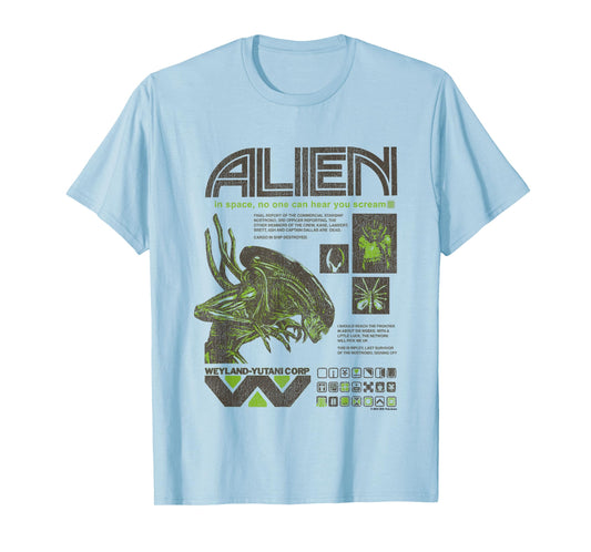 Aliens Iconic Quotes Collage Distressed Big Chest Text Logo T-Shirt