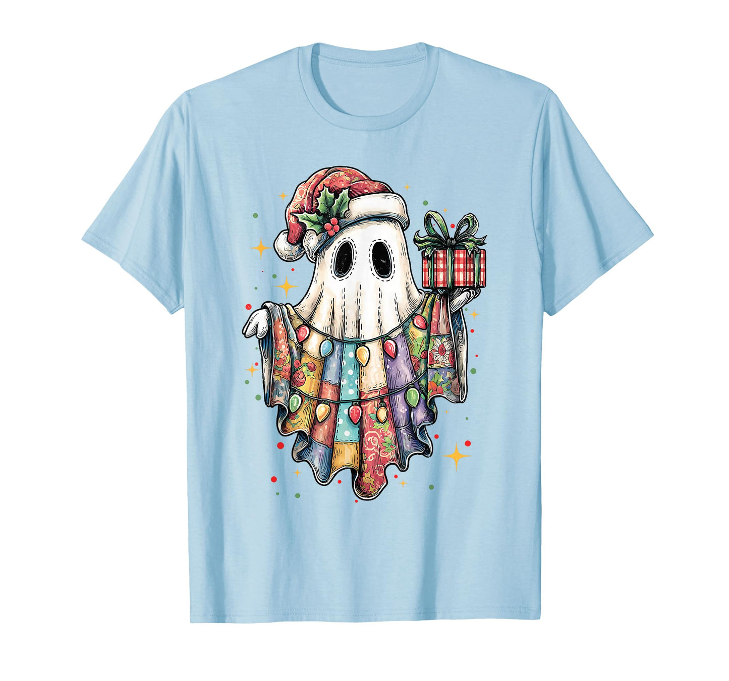 Patchwork Ghost Boo Preppy Girly Christmas Xmas Holiday Kids T-Shirt