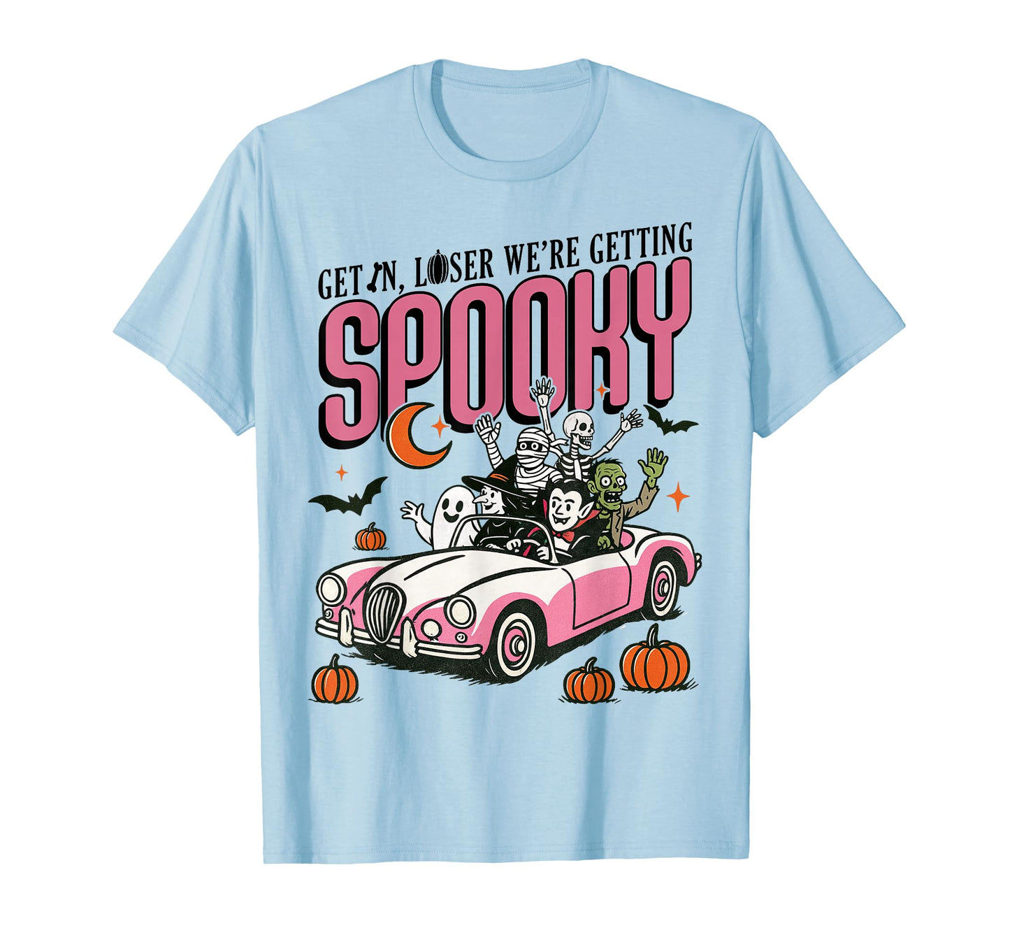 Retro Halloween Spooky Vintage Witch Skeleton Horror Pumpkin T-Shirt