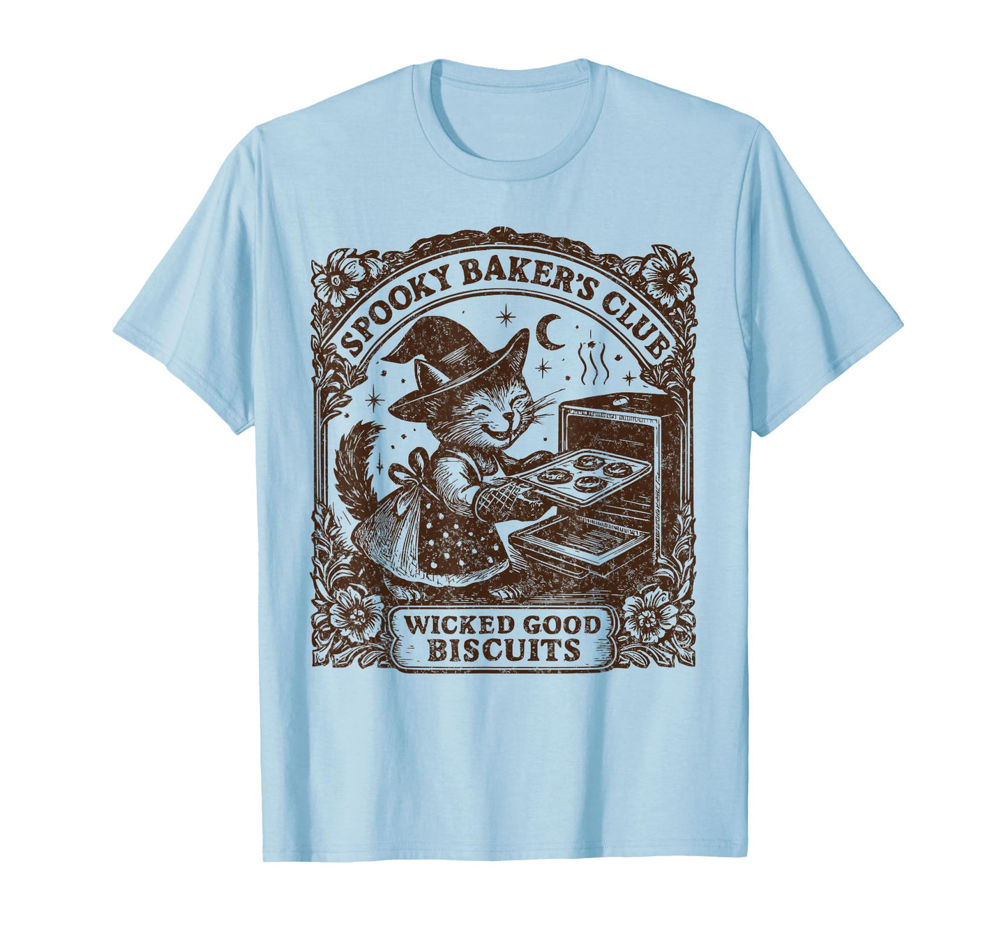 Spooky Baker's Club Cat, Cozy Halloween Cat Baking Biscuits T-Shirt