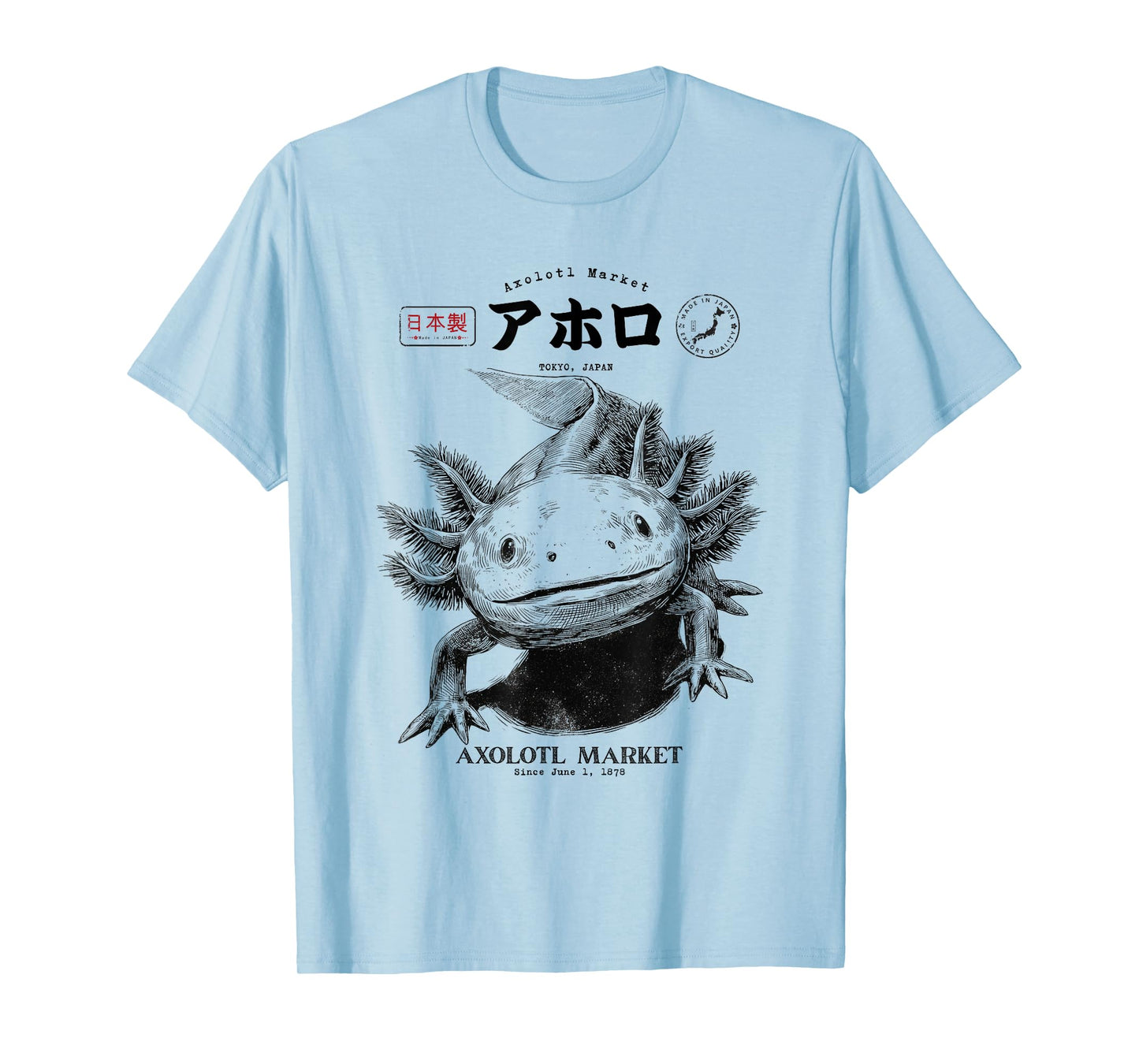 Vintage Axolotl Market Japanese Tokyo Retro Animal T-Shirt