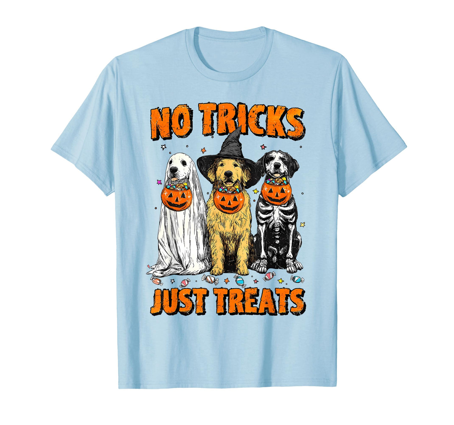 Vintage No Tricks Just Treats Halloween Dogs Dog Mama T-Shirt