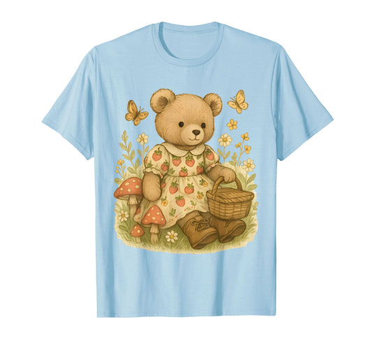 Cottagecore Strawberry Teddy Bear Flowers Mushroom Butterfly T-Shirt