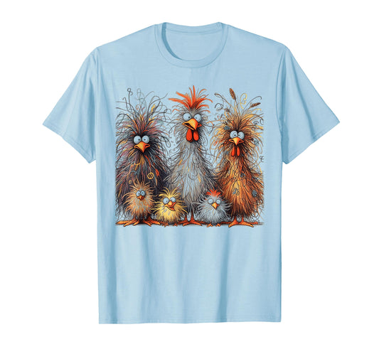 Eagerlys Colorful Funny Chicken Art, Crazy Chicken Family T-Shirt
