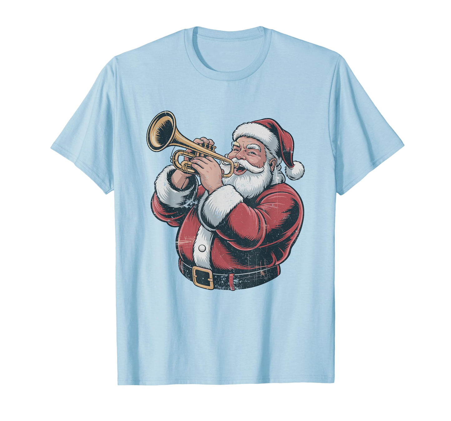 Vintage Santa Playing Trumpet Retro 90s Chrismas Holiday T-Shirt