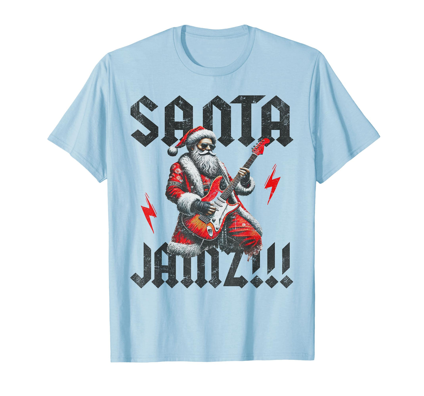 Rock and Roll Christmas Santa Claus Guitar Player Men Women T-Shirt