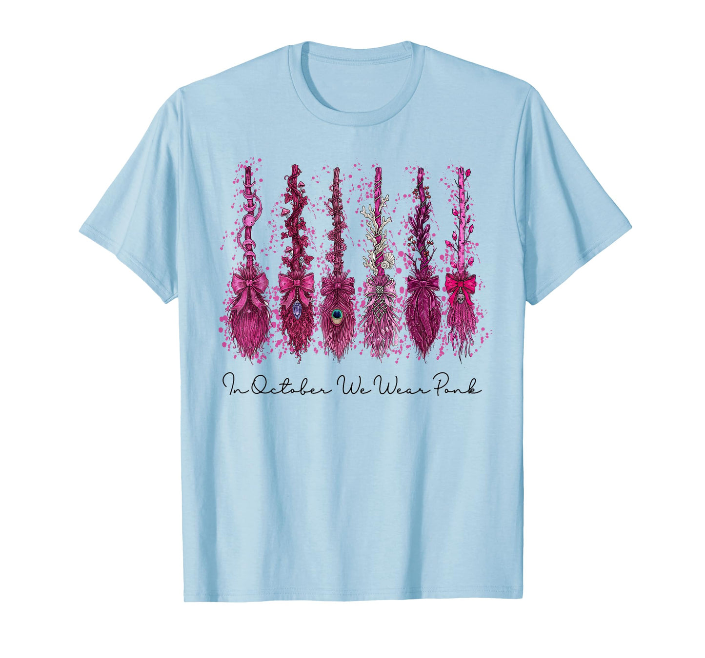in October We Wear Pink, Witches Cancer Bow, Breast Cancer T-Shirt