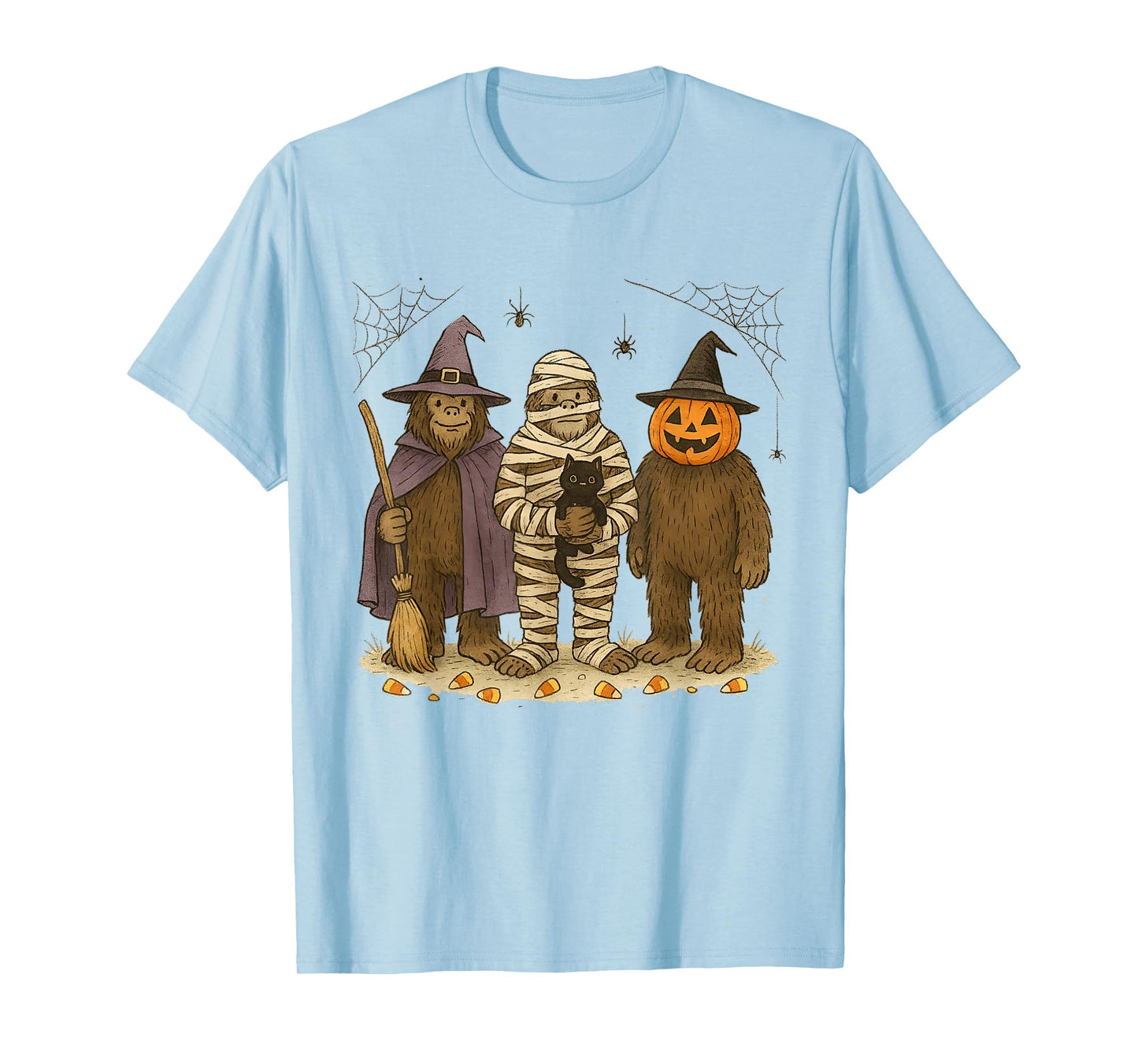 Funny Mummy Bigfoot Witch Hat Halloween Spooky Costumes Mens T-Shirt