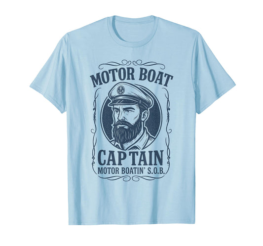 Motor Boat Captain Funny Men Vintage T-Shirt
