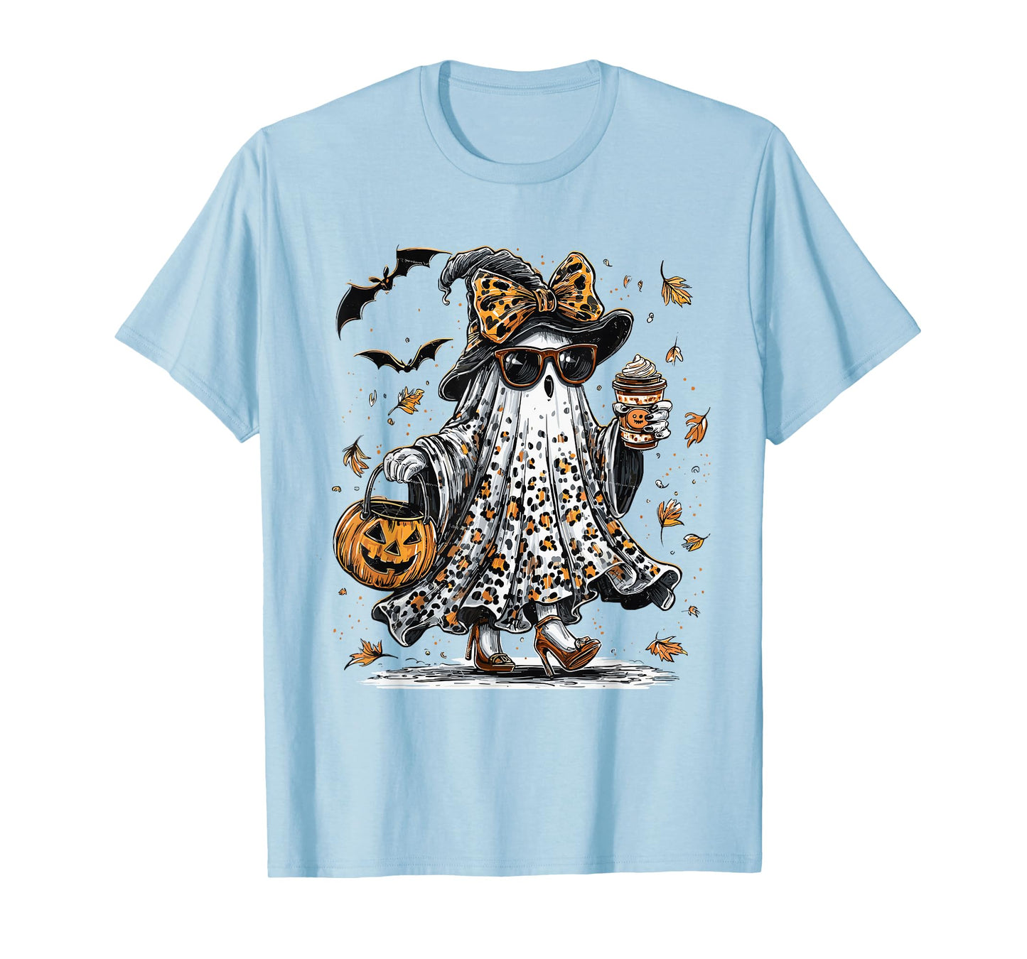 Coquette Leopard Ghost Coffee Boo-JEE Halloween Boujee Ghost T-Shirt