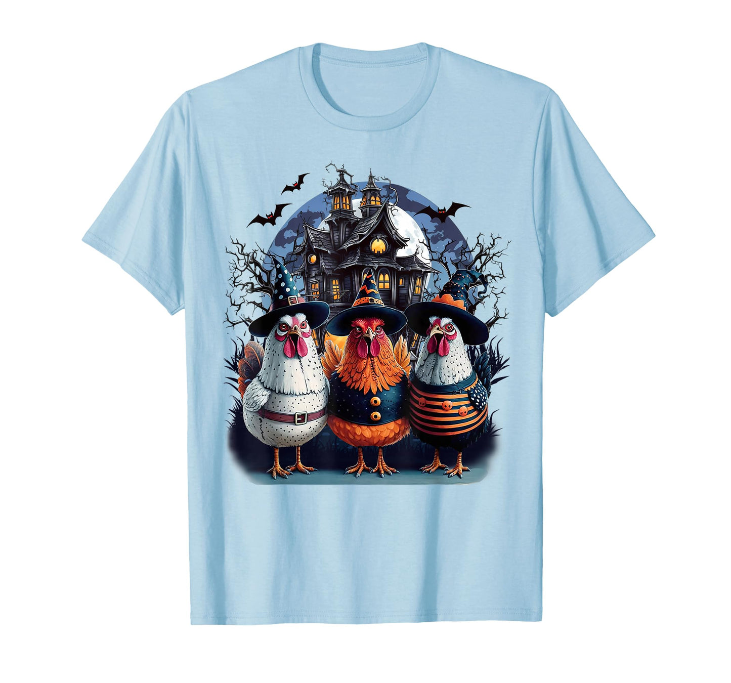 Witch Chicken Haunted House Funny Halloween Costume T-Shirt
