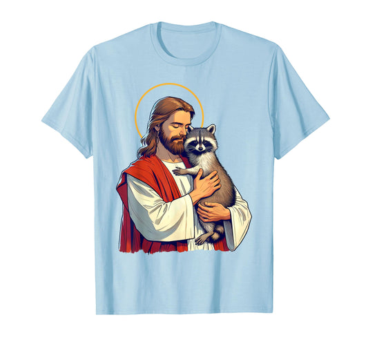 Racoon Lover Trash Eater Christian Jesus Holding A Racoon T-Shirt