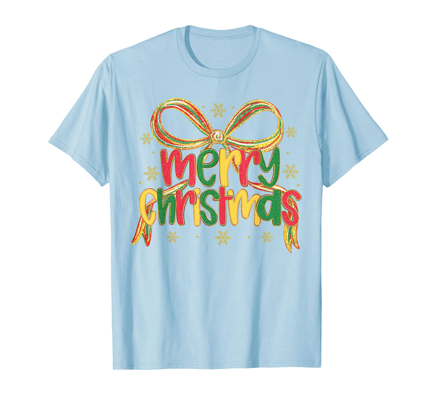 Merry Christmas Bow Coquette Preppy Cute Xmas Women Kids T-Shirt
