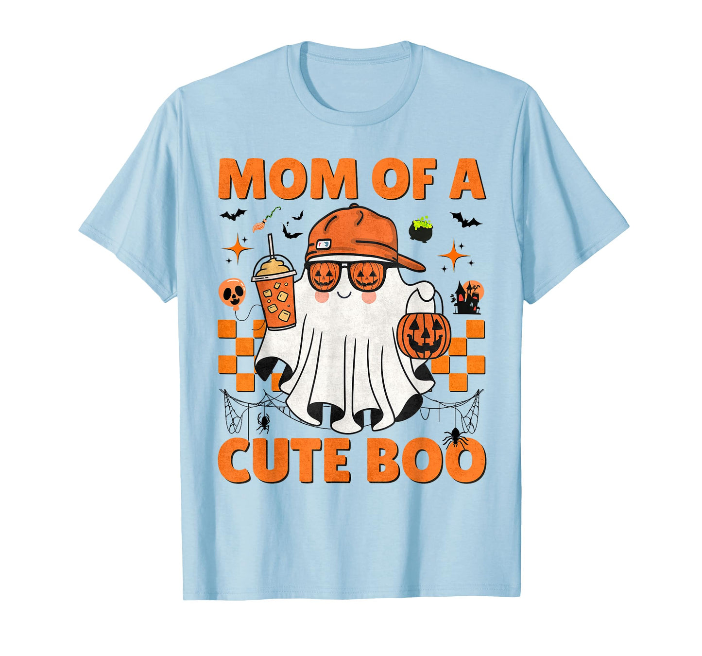 Funny Mom Halloween Boo Ghost Pumpkin Glasses Coffee Women T-Shirt