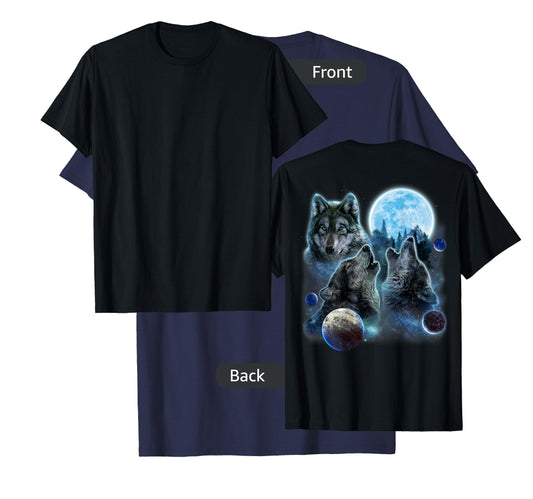 Three Wolf Howling and Moon T-Shirt